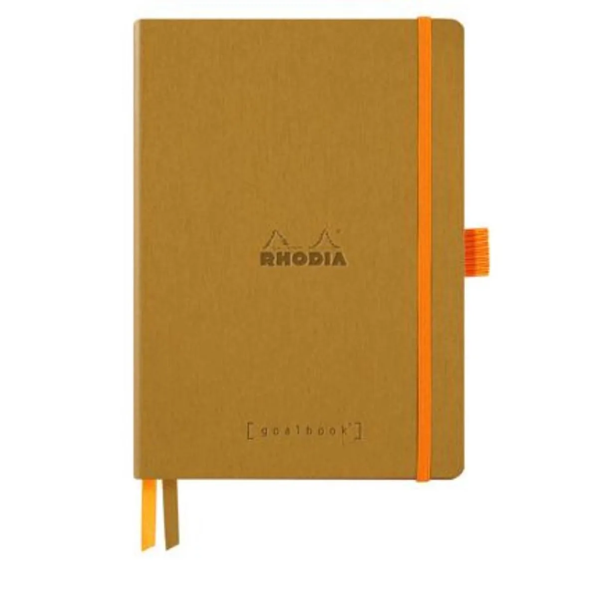 Goalbook – A5 – 120 Bladen – Dotted – Ivoorkleurig Papier 90 g/m² – Elastieksluiting van Rhodia in Goud – productfoto