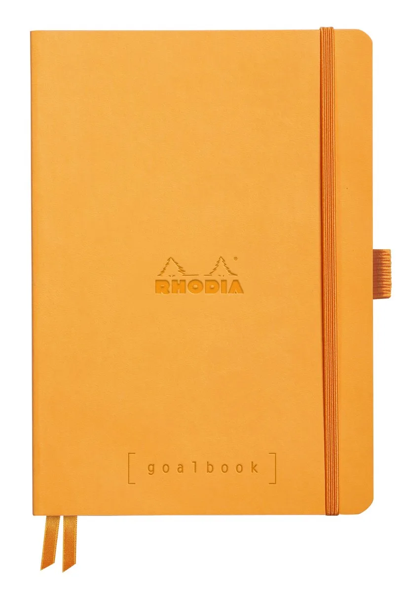 Goalbook – A5 – 120 Bladen – Dotted – Ivoorkleurig Papier 90 g/m² – Elastieksluiting van Rhodia in Oranje – productfoto
