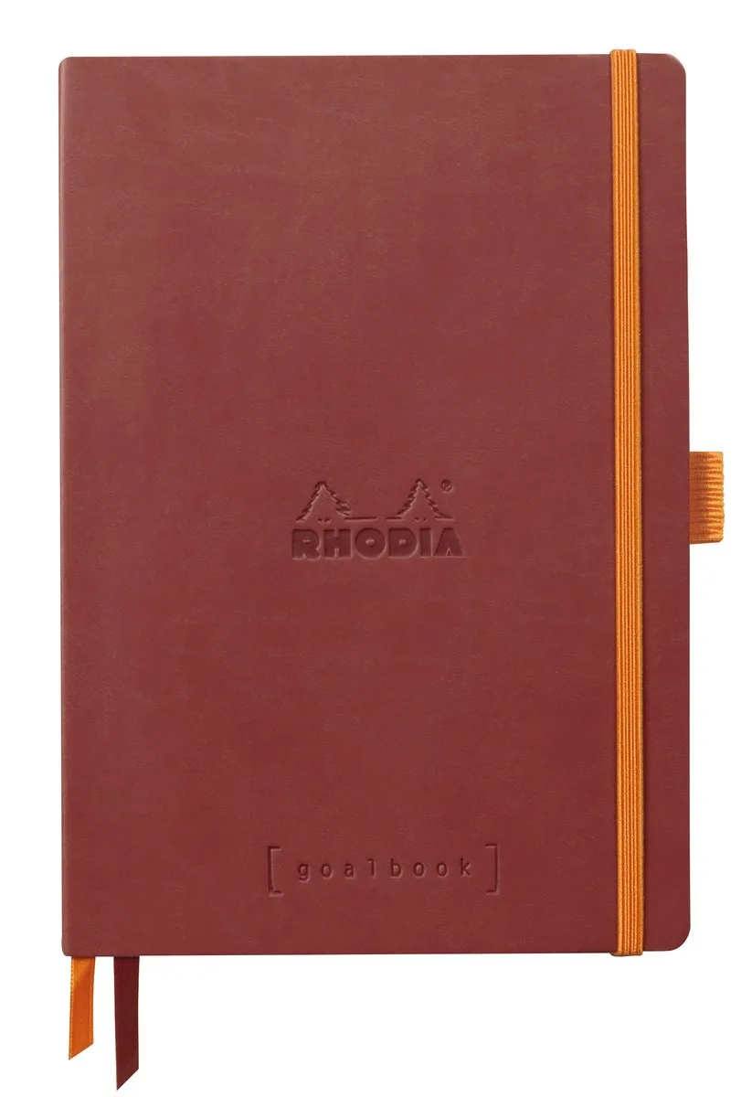 Goalbook – A5 – 120 Bladen – Dotted – Ivoorkleurig Papier 90 g/m² – Elastieksluiting - Nacarat från Rhodia i Röd – produktbild