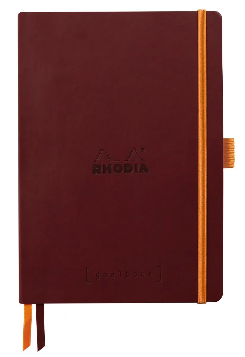 Goalbook – A5 – 120 Bladen – Dotted – Ivoorkleurig Papier 90 g/m² – Elastieksluiting van Rhodia in Burgundy – productfoto