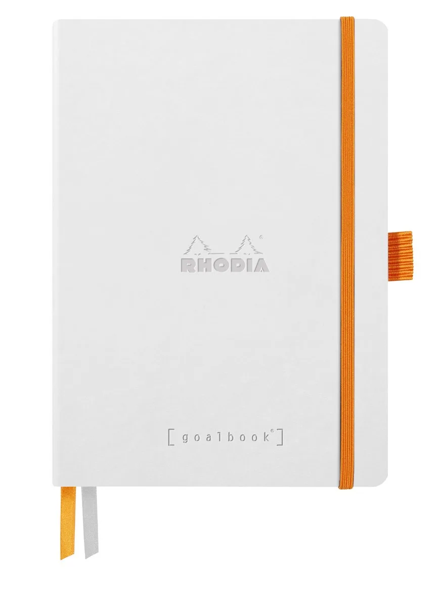 Goalbook – A5 – 120 Bladen – Dotted – Ivoorkleurig Papier 90 g/m² – Elastieksluiting van Rhodia in Wit – productfoto