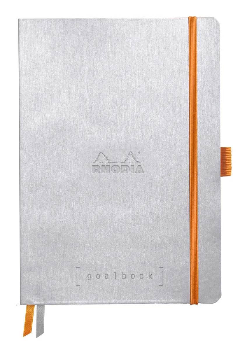 Goalbook – A5 – 120 Bladen – Dotted – Ivoorkleurig Papier 90 g/m² – Elastieksluiting van Rhodia in Zilver – productfoto