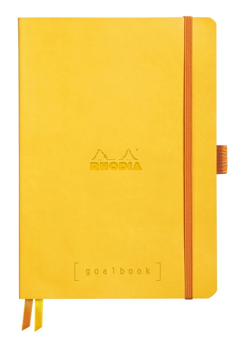 Goalbook – A5 – 120 Bladen – Dotted – Ivoorkleurig Papier 90 g/m² – Elastieksluiting van Rhodia in Narcis – productfoto