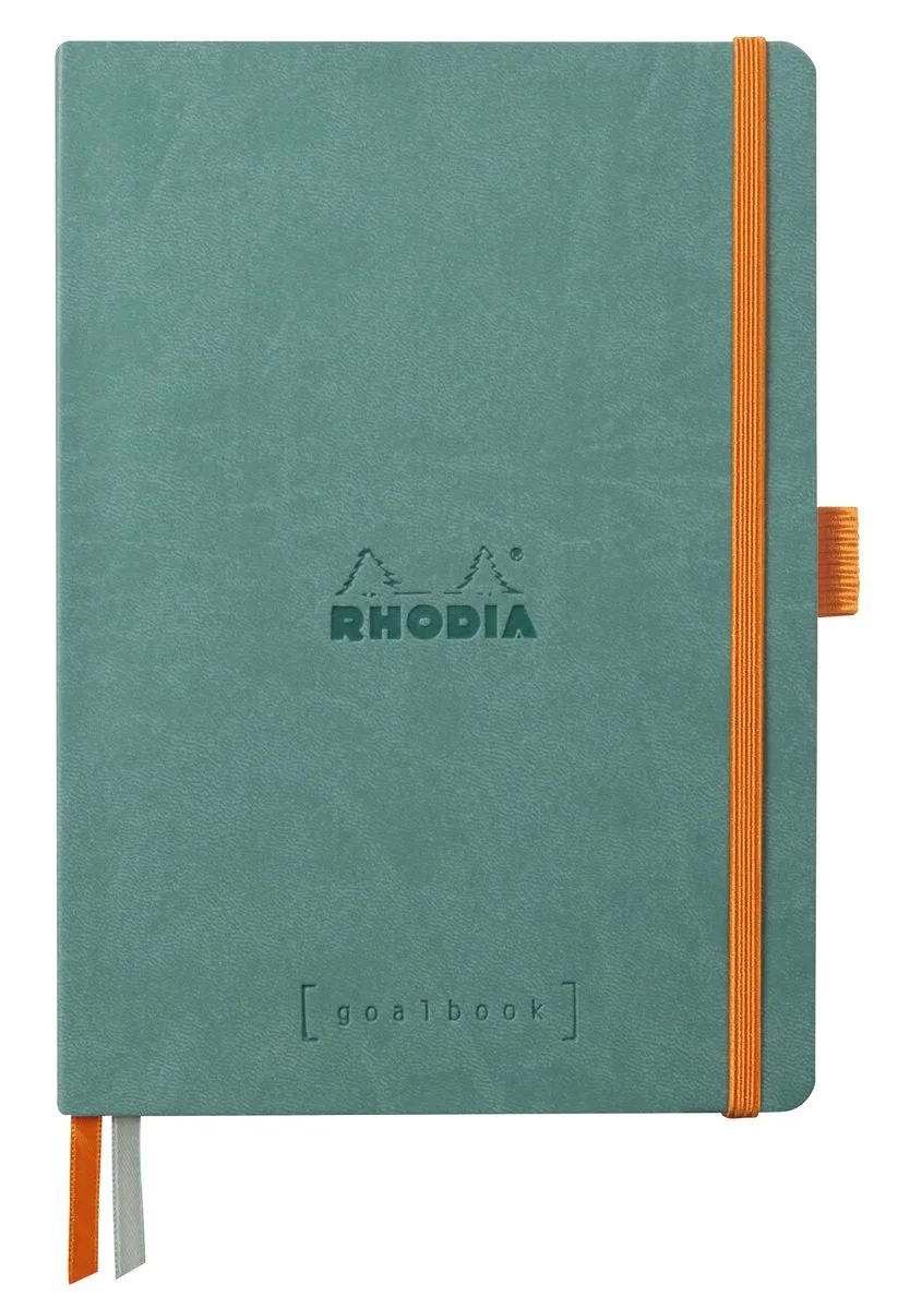 Goalbook – A5 – 120 Bladen – Dotted – Ivoorkleurig Papier 90 g/m² – Elastieksluiting van Rhodia in Aqua – productfoto