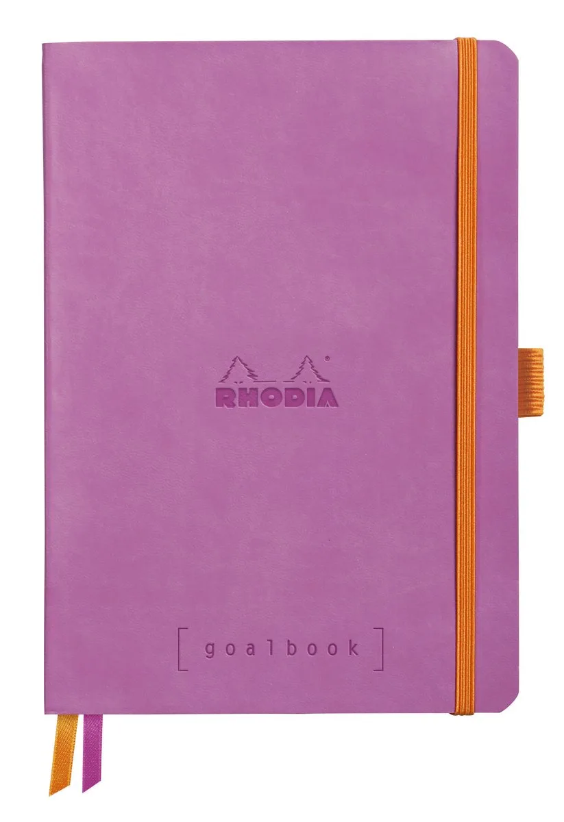Goalbook – A5 – 120 Bladen – Dotted – Ivoorkleurig Papier 90 g/m² – Elastieksluiting van Rhodia in Paars – productfoto