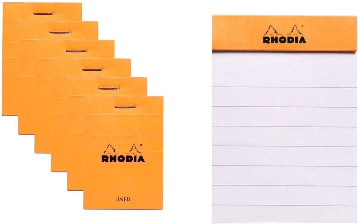 Notitieblok - Schrijfblok - N10 - Gelijnd - 5,2x7,5cm - 80g - 80 vel - 20 stuks von Rhodia in Orange – Produktfoto