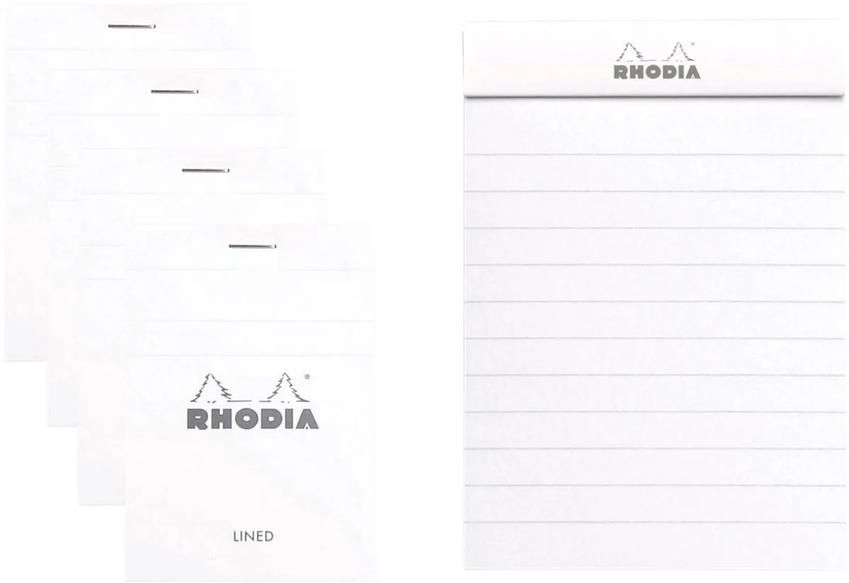 Notitieblok - Schrijfblok - N11 - Gelijnd - 7,4x10,5 - 80g - 80 vel - 10 stuks von Rhodia in Weiß – Produktfoto