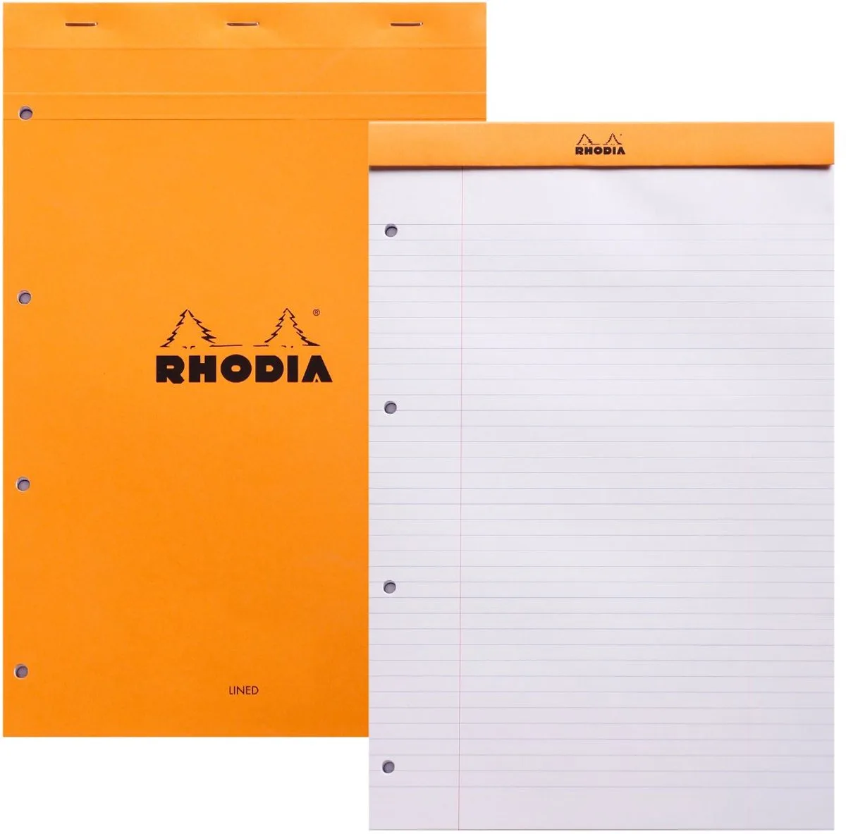 Notitieblok - Schrijfblok - N119 - gelijnd - 21x31,8cm - 80g - 80 vel van Rhodia in Oranje – productfoto