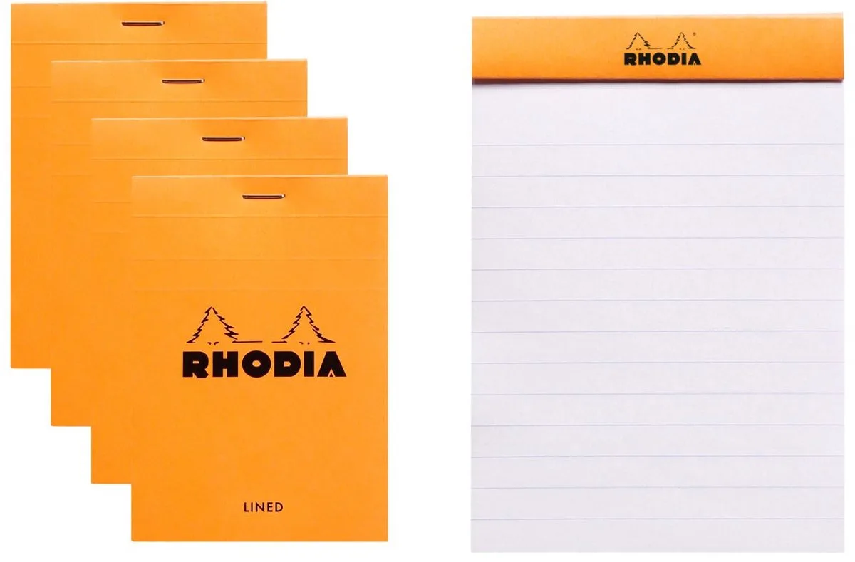 Notitieblok - Schrijfblok - N12 - Gelijnd - 8,5x12 cm - 80g - 80 vel - 10 stuks de Rhodia en Orange – photo produit