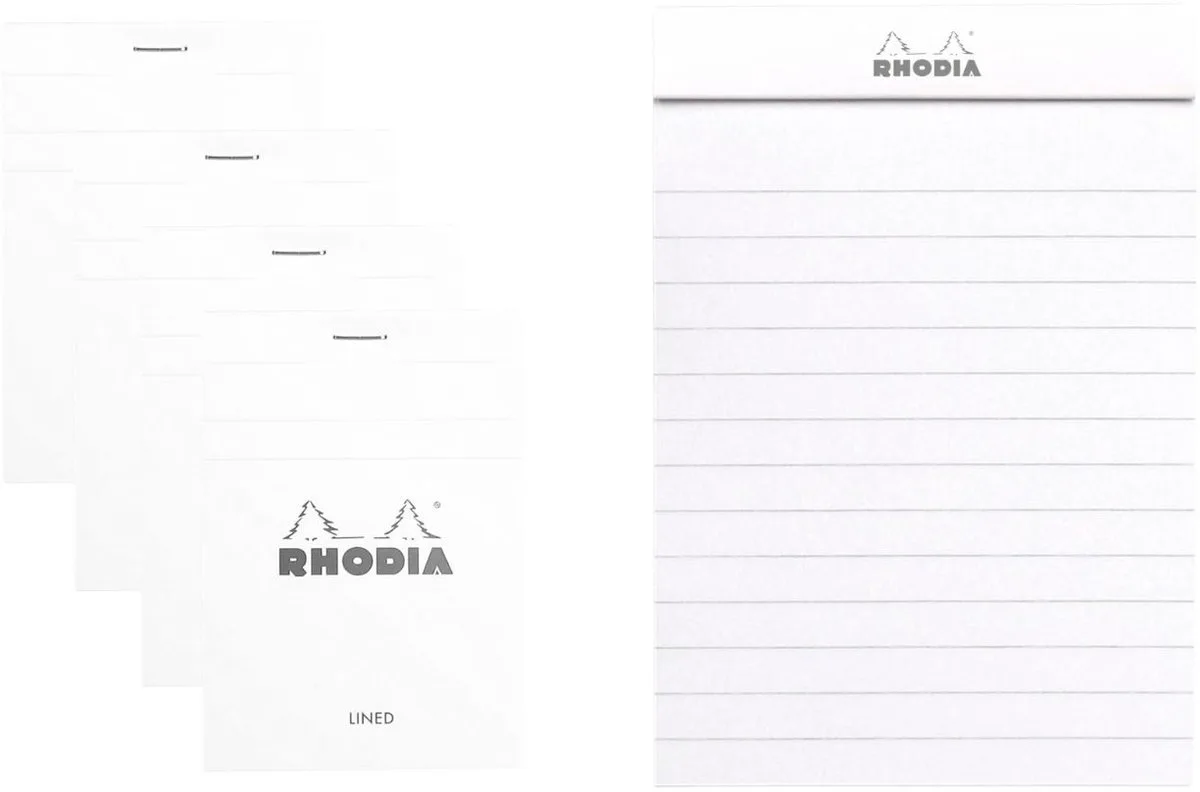 Notitieblok - Schrijfblok - N12 - Gelijnd - 8,5x12 cm - 80g - 80 vel - 10 stuks van Rhodia in Wit – productfoto