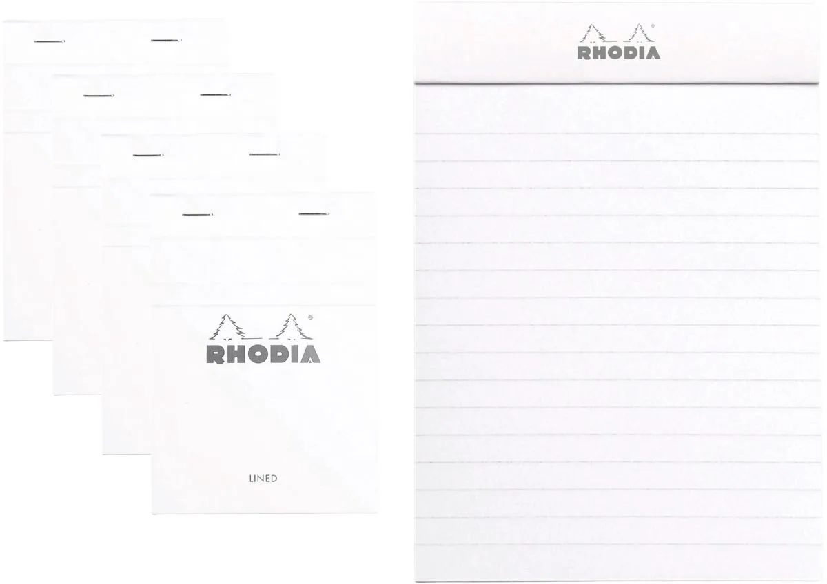 Notitieblok - Schrijfblok - N13 - Gelijnd - 10,5x14,8 cm - 80g - 80 vel - 10 stuks van Rhodia in Wit – productfoto