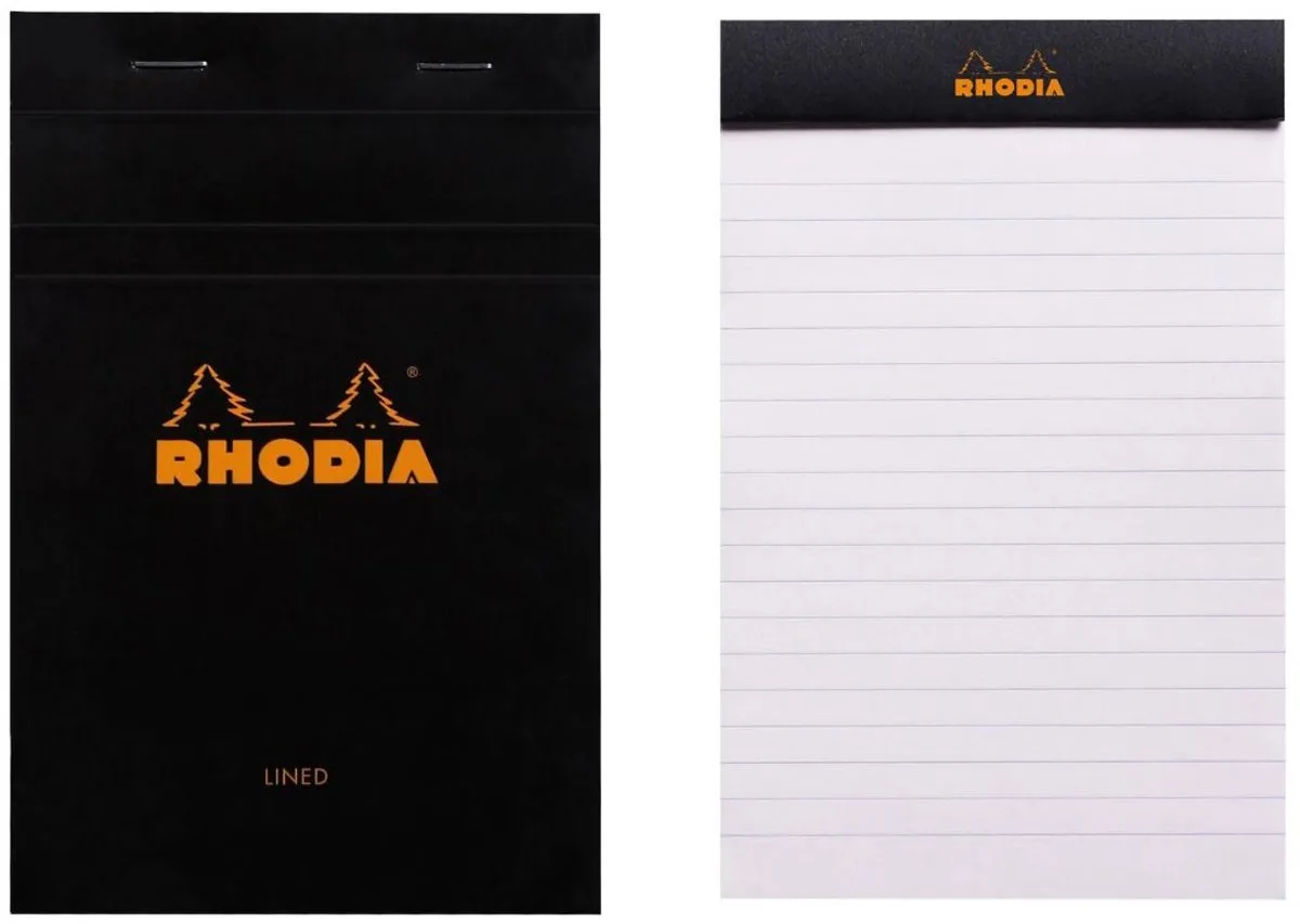 Notitieblok - Schrijfblok - N14 - Gelijnd - 11x17 cm - 80g - 80 vel van Rhodia in Zwart – productfoto