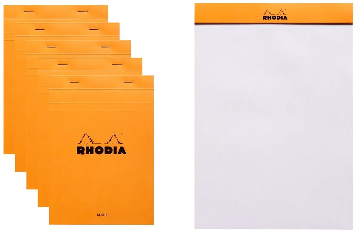 Notitieblok - Schrijfblok - N16 - Blanco - A5 - 80g - 80 vel - 10 stuks de Rhodia en Orange – photo produit