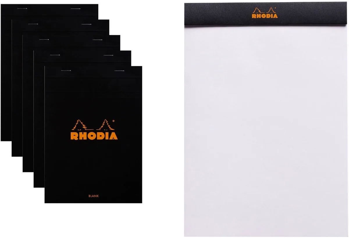 Notitieblok - Schrijfblok - N16 - Blanco - A5 - 80g - 80 vel - 10 stuks by Rhodia in Black – product photo