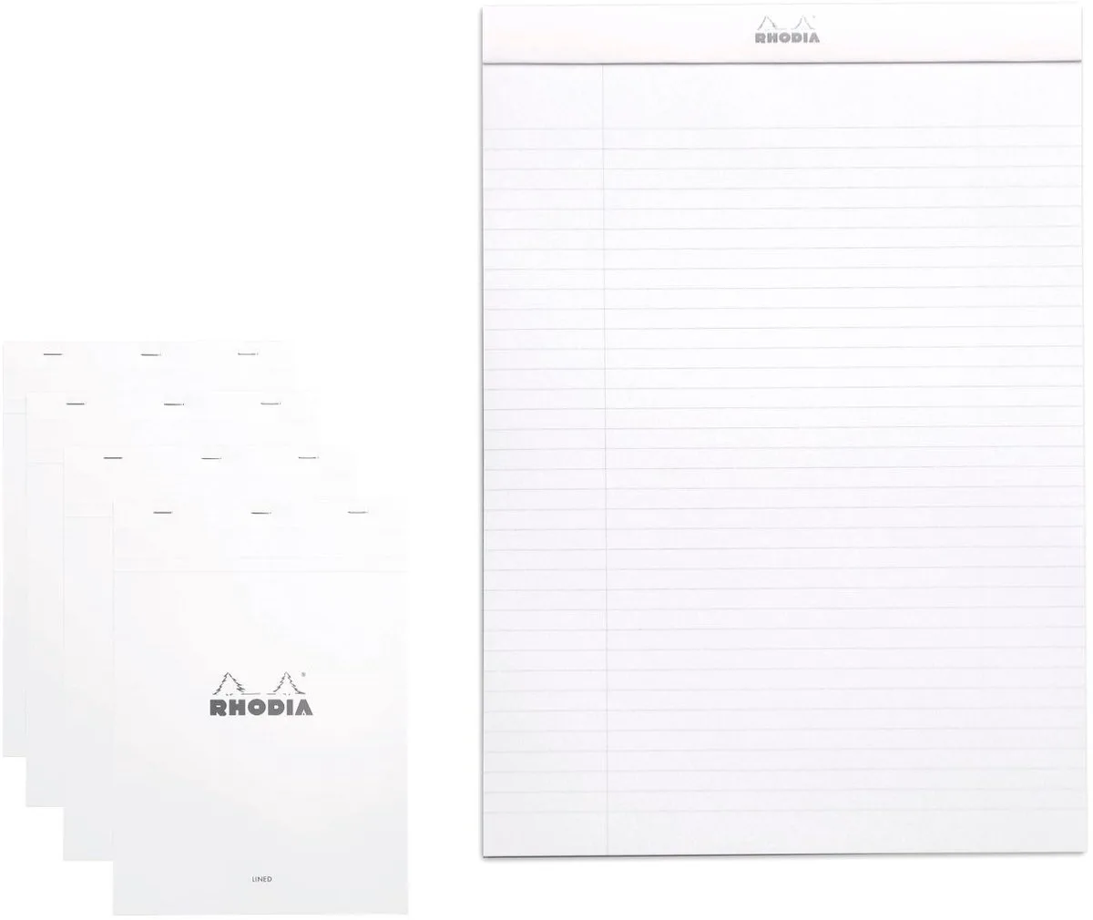 Notitieblok - Schrijfblok - N18 - Gelijnd - A4 - 80g - 80 vel - 5 stuks de Rhodia en Blanc – photo produit