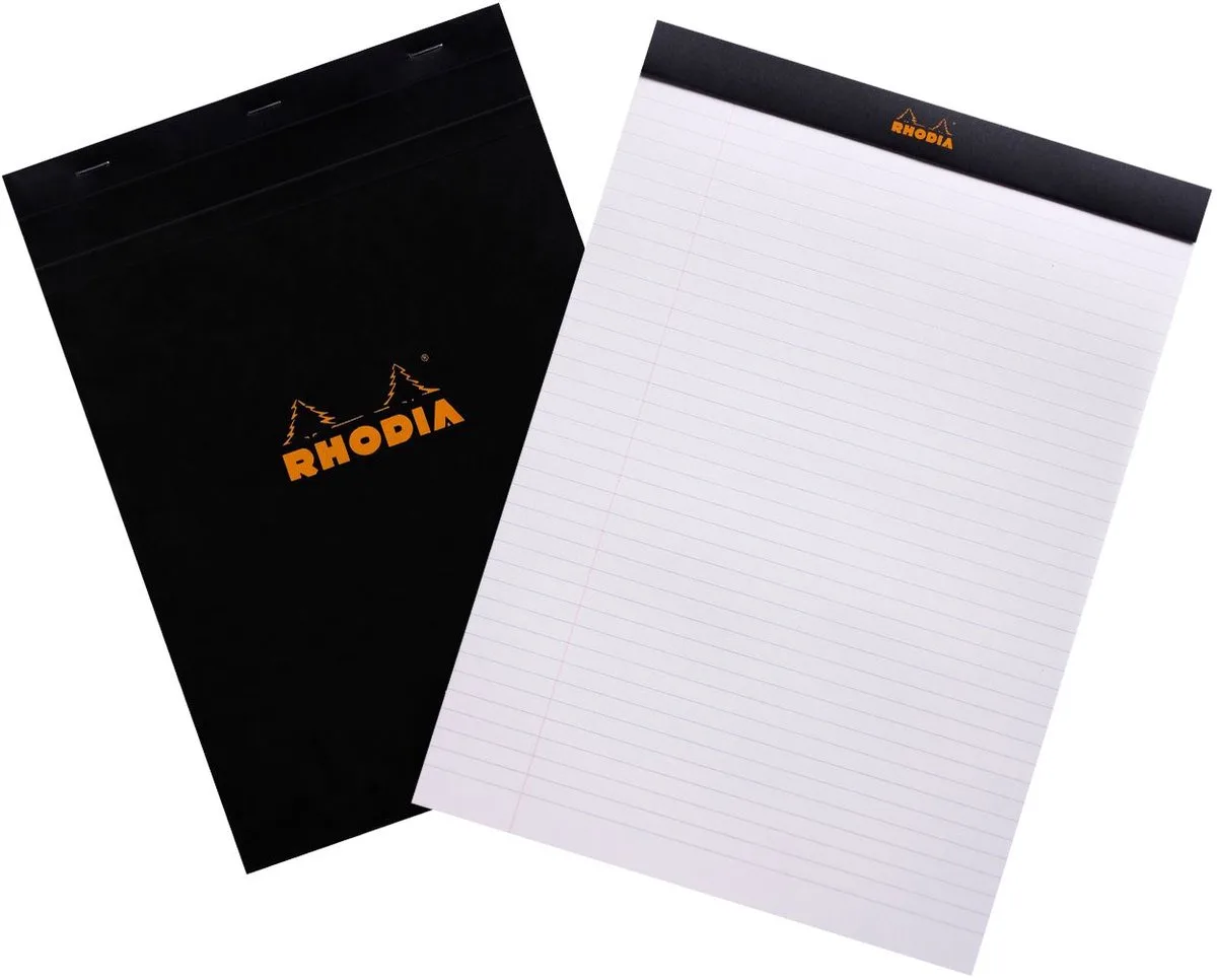 Notitieblok - Schrijfblok - N18 - Gelijnd - A4 - 80g - 80 vel by Rhodia in Black – product photo