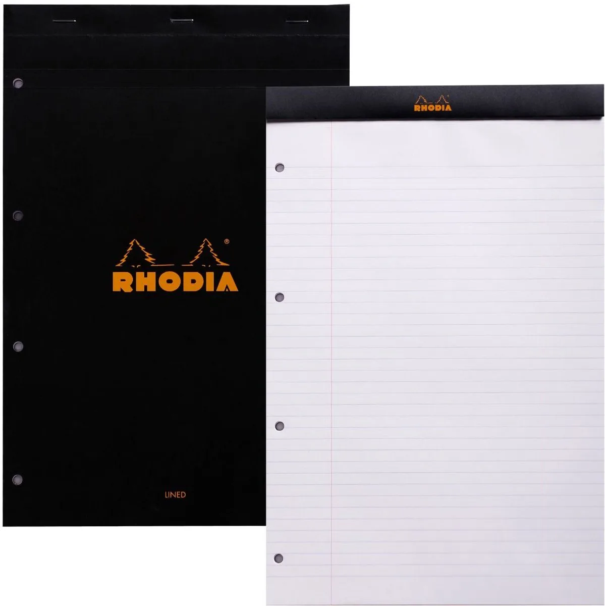 Notitieblok - Schrijfblok - N20 - Gelijnd - 21x31,8 cm - 80g - 80 vel de Rhodia en Noir – photo produit