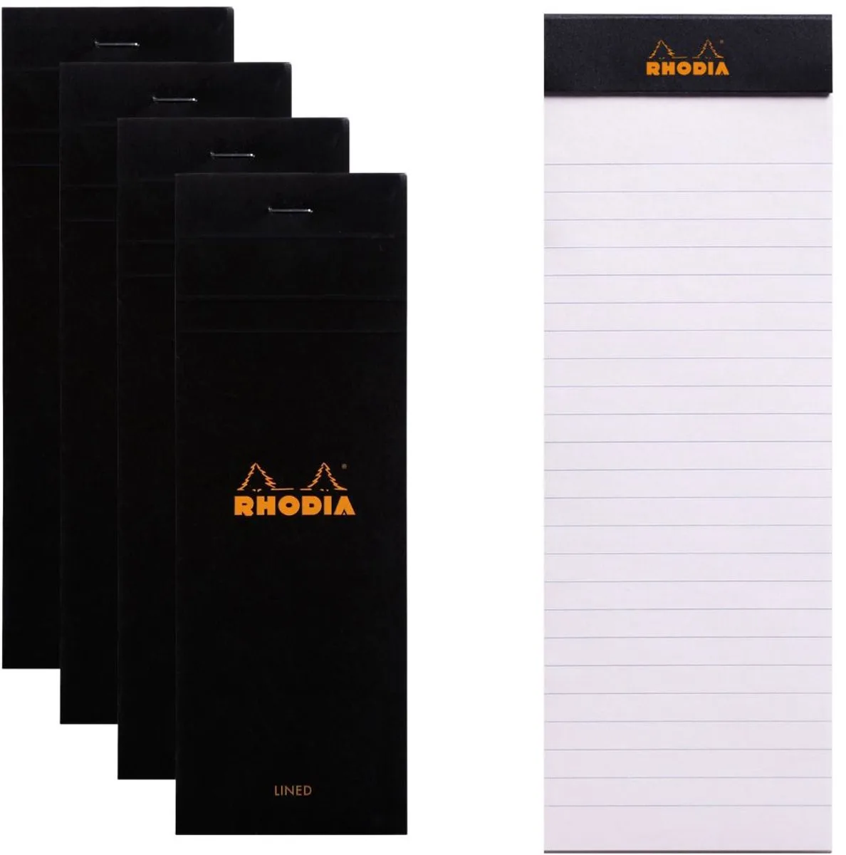 Notitieblok - Schrijfblok - N8 - Gelijnd - 7,4x21 - 80g - 80 vel - 10 stuks by Rhodia in Black – product photo