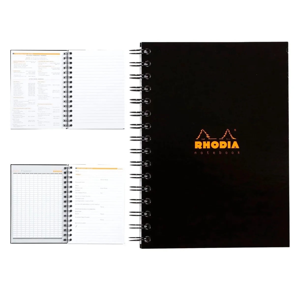 Notitieboek - A5 - Spiraal - Hardcover - 90g - 160 Pagina's - 3 Stuks von Rhodia in Schwarz – Produktfoto