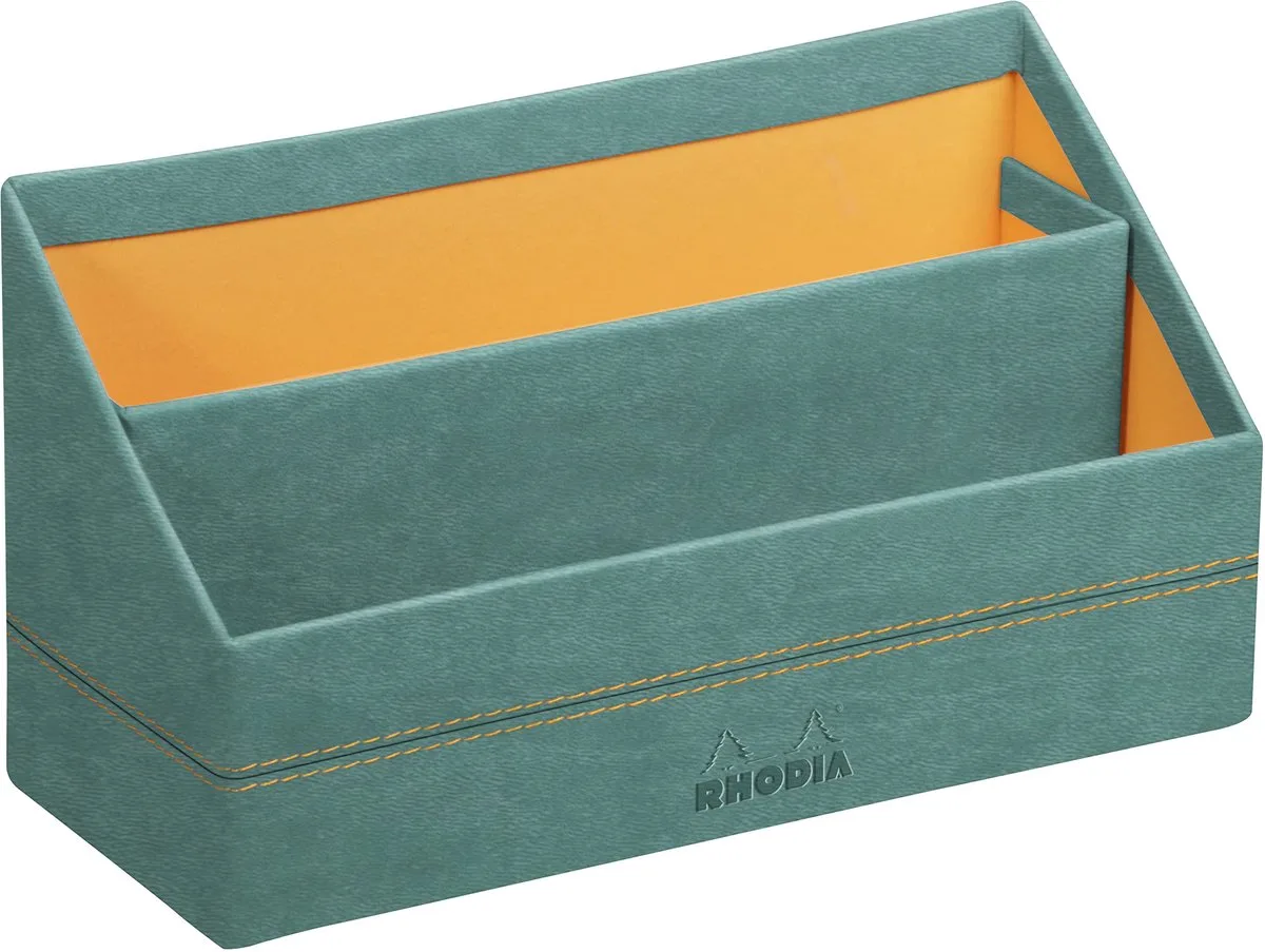 Rhodia 194611C - Brievenbak 25x10x14cm, van imitatieleer, elegant en praktisch, 1 stuk, zeegroen van Rhodia – productfoto
