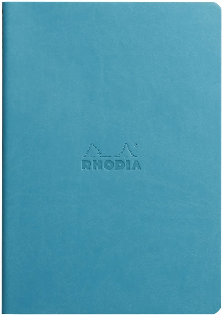 Rhodiarama - Schrift - A5 - Gelinieerd - Italiaans Kunstleer - Ivoorkleurig Papier - 90 g - 32 Vel de Rhodia en Turquoise – photo produit