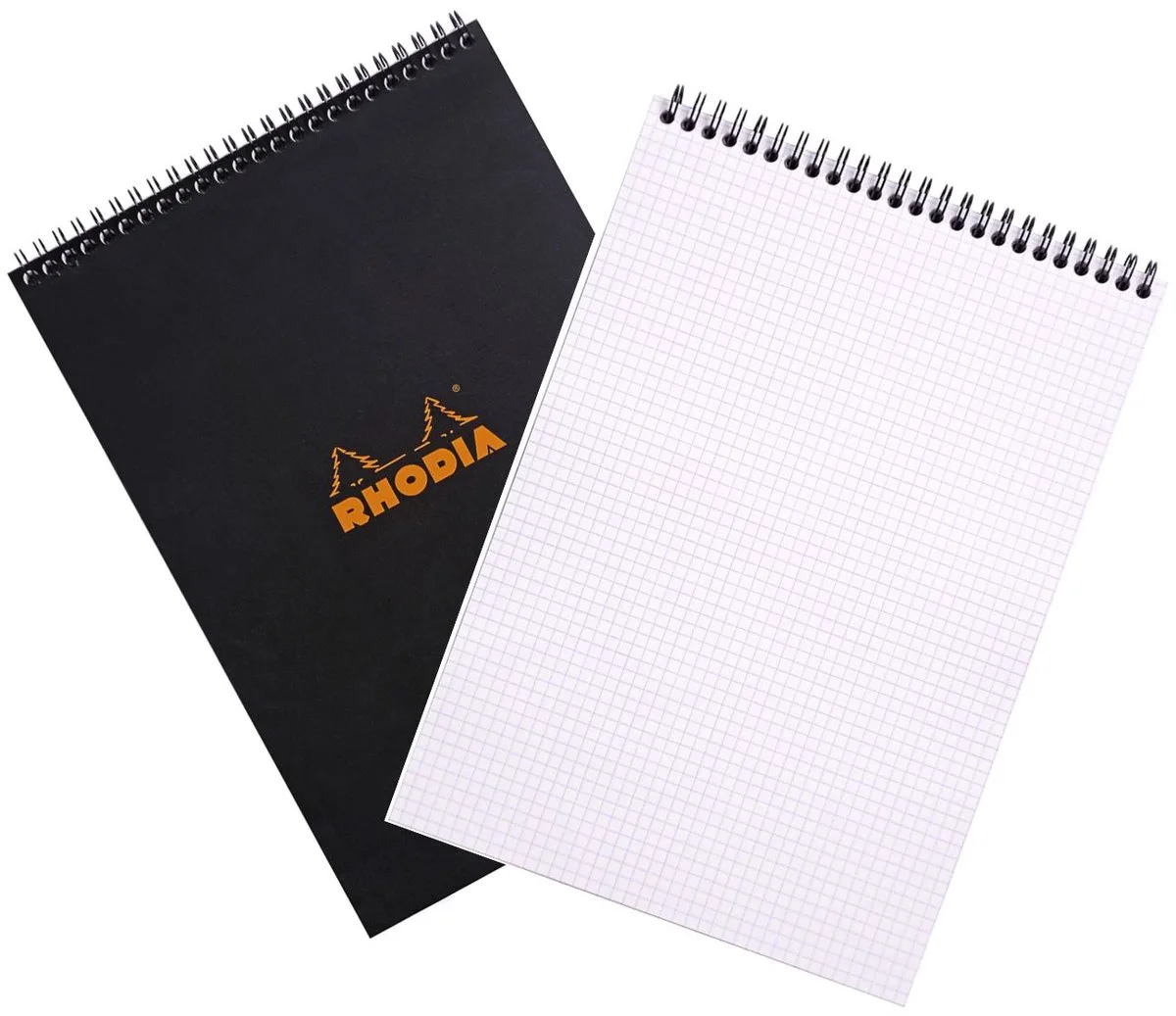 Schrijfblok - Kopspiraal - Geruit 5x5 mm - A4 - 80 vel de Rhodia en Noir – photo produit