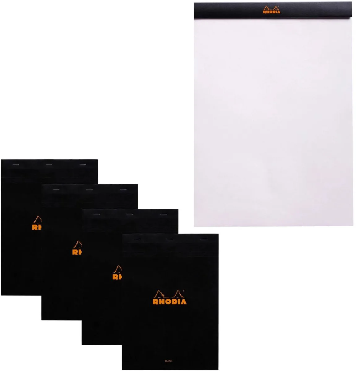 schrijfblok - Notitieblok - N18 - Blanco papier - A4 - 80g - Zwart - 80 vel - 5 stuks de Rhodia en Blanc – photo produit