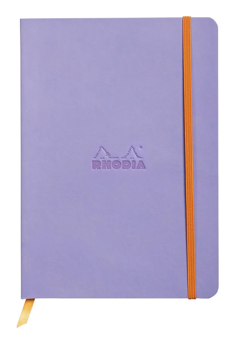 Softcover Notitieboek – A5 – 80 Bladen – Gelijnd – Ivoorkleurig Papier 90 g/m² – Met Elastieksluiting - Iris de Rhodia en Violet – photo produit