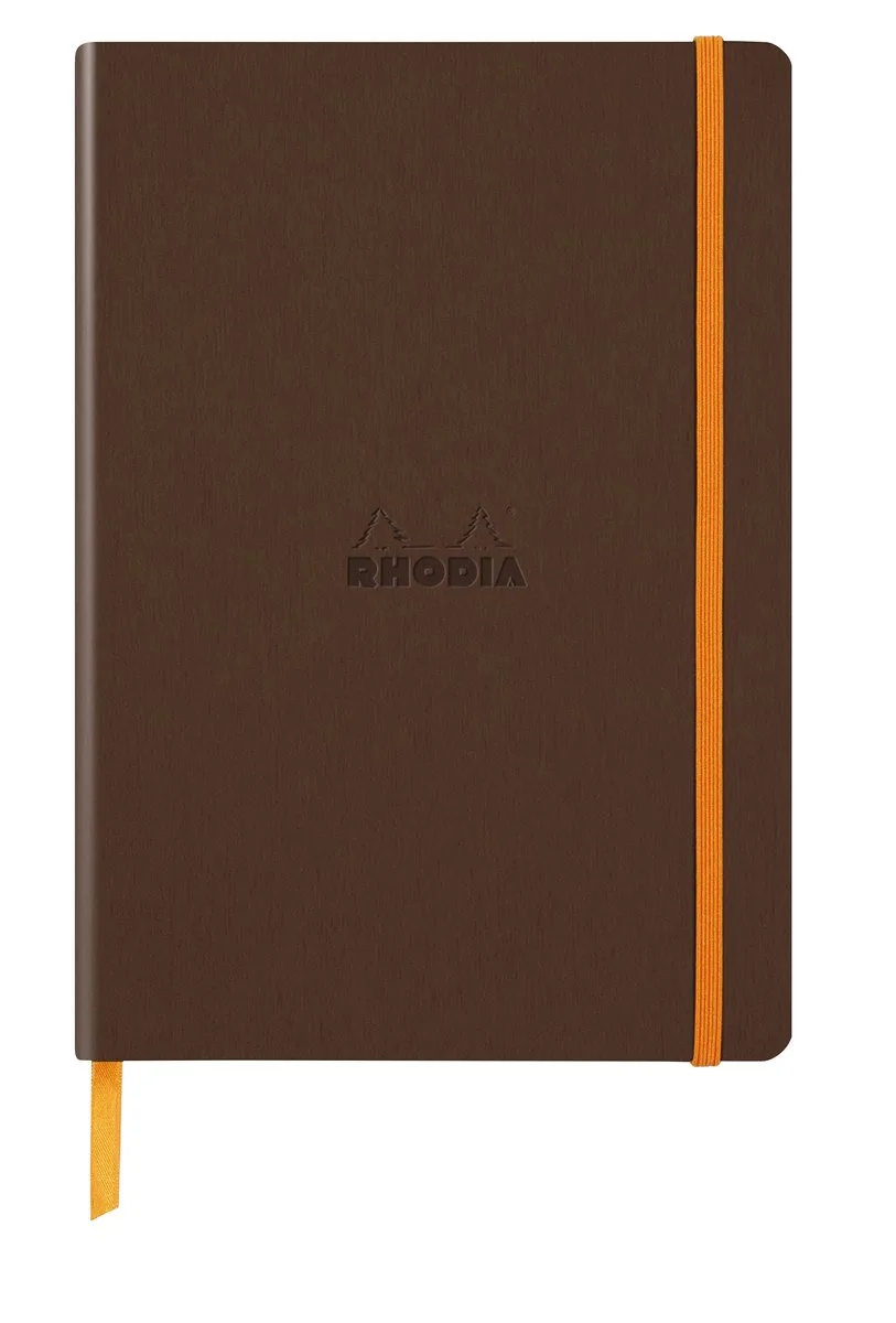 Softcover Notitieboek – A5 – 80 Bladen – Gelijnd – Ivoorkleurig Papier 90 g/m² – Met Elastieksluiting de Rhodia en Bronze – photo produit