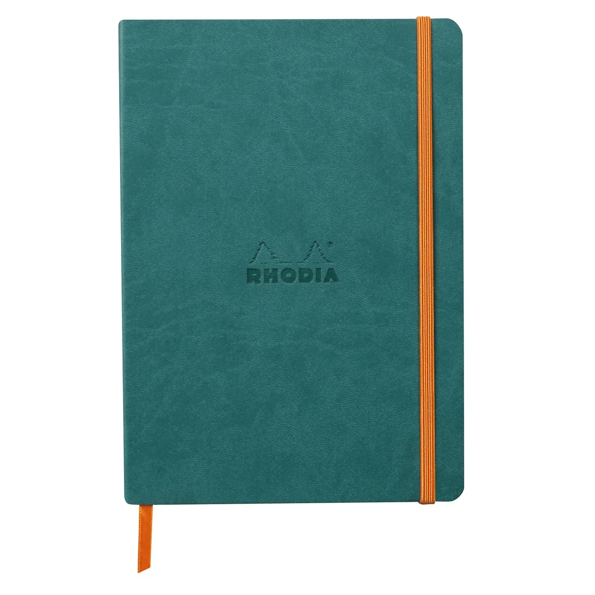Softcover Notitieboek – A5 – 80 Bladen – Gelijnd – Ivoorkleurig Papier 90 g/m² – Met Elastieksluiting - Pauwblauw de Rhodia en Peacock – photo produit