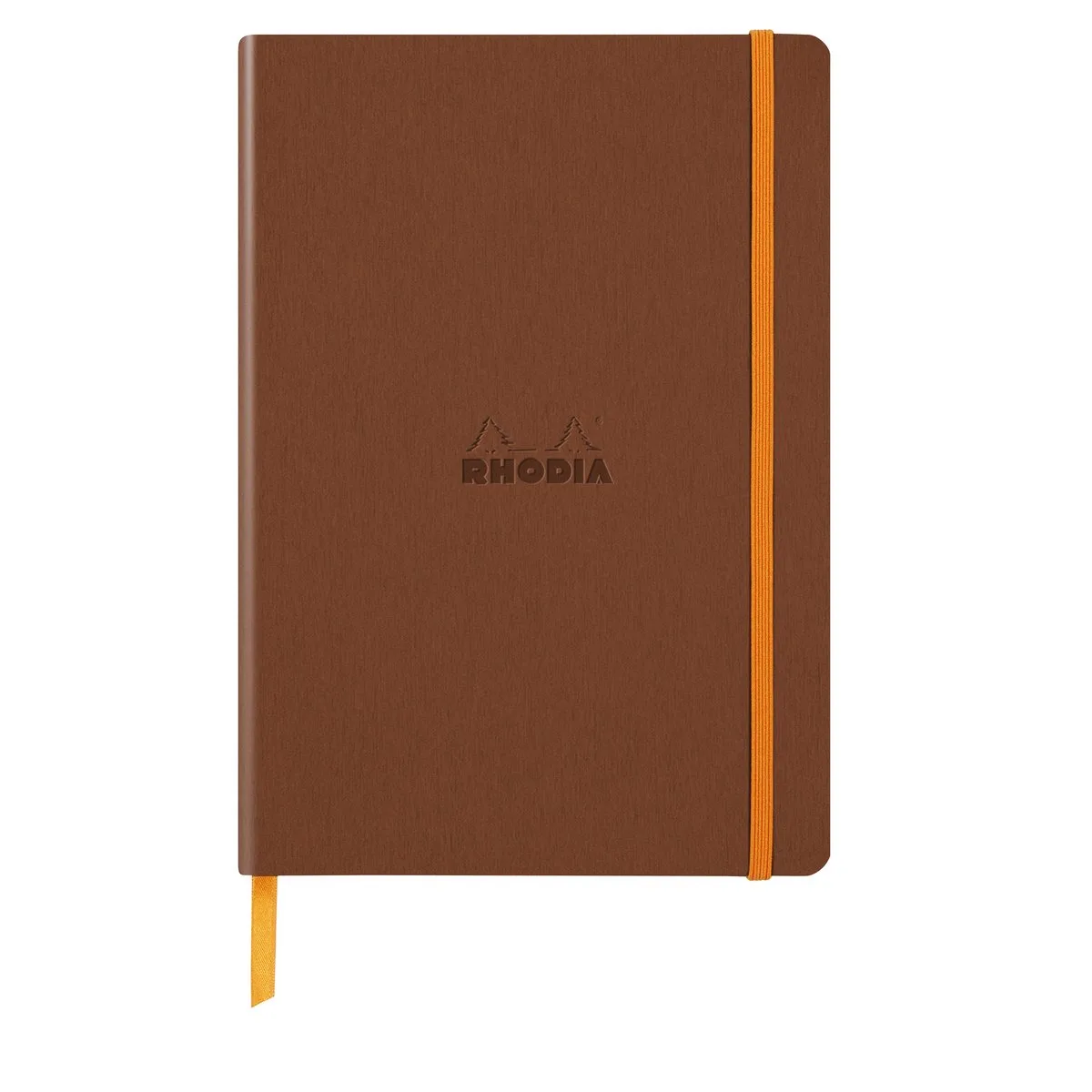 Softcover Notitieboek – A5 – 80 Bladen – Gelijnd – Ivoorkleurig Papier 90 g/m² – Met Elastieksluiting de Rhodia en Cuivre – photo produit