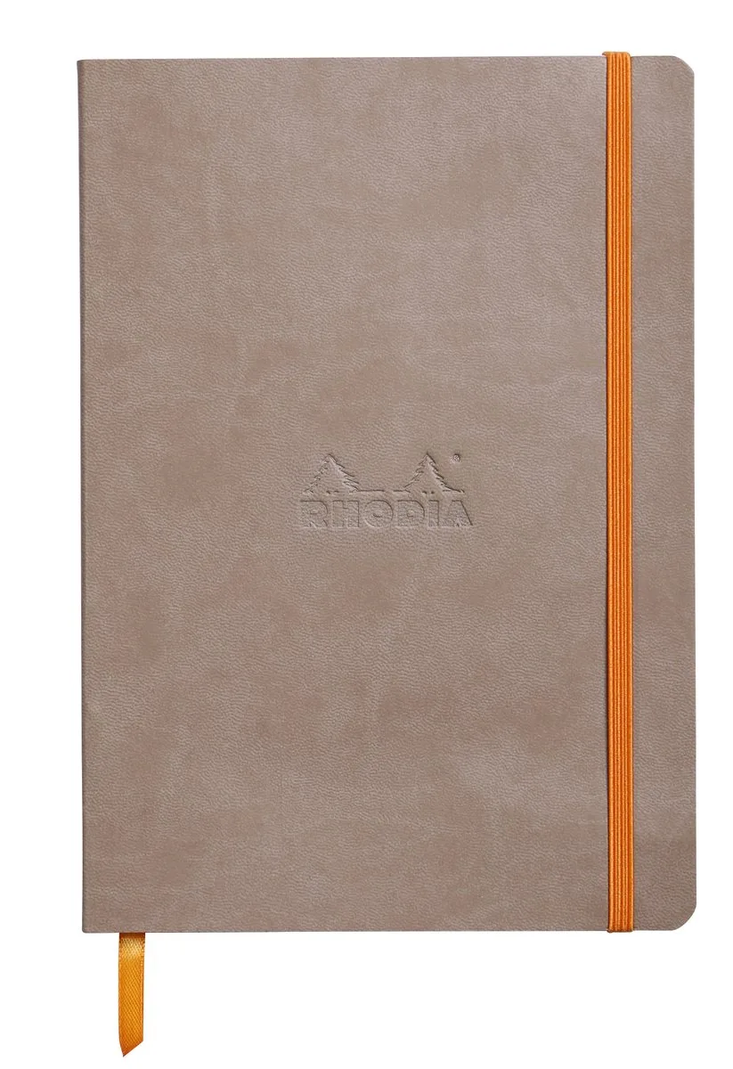 Softcover Notitieboek – A5 – 80 Bladen – Gelijnd – Ivoorkleurig Papier 90 g/m² – Met Elastieksluiting - Taupe de Rhodia en Beige – photo produit
