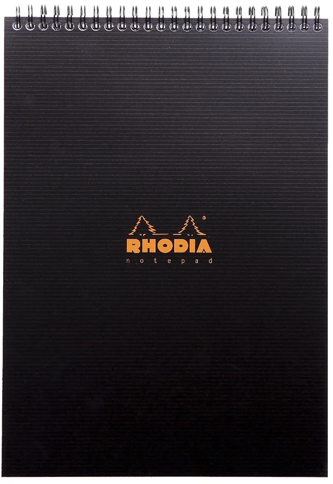 Spiralnotizblock Notepad, DIN A4, kariert, schwarz von Rhodia – Produktfoto