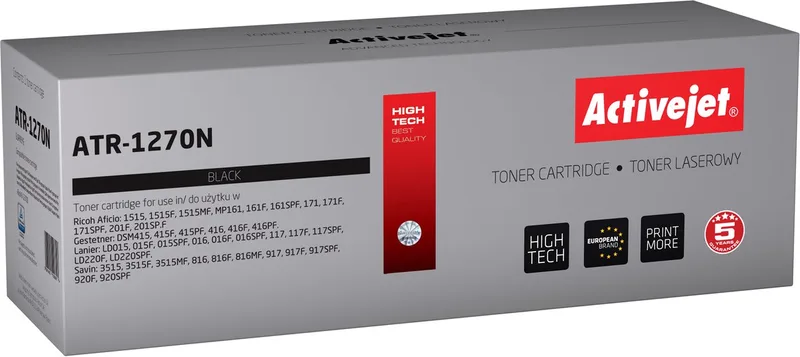 ActiveJet ATR-1270N Toner voor Ricoh-printer; RICOH 1270D 888261 Vervanging; Opperste; 7000 pagina's; by Ricoh in Black – product photo
