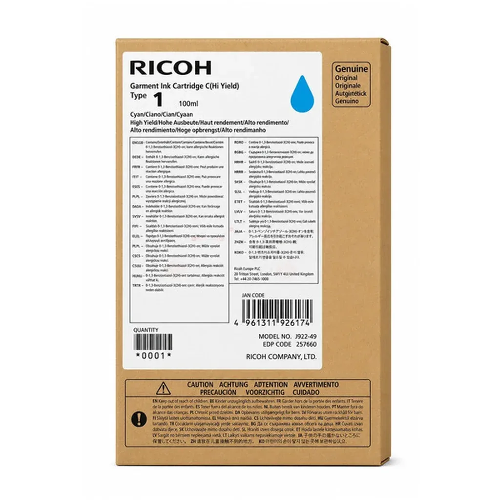 Blækpatron cyan, 500 sider 257060 N/A de Ricoh – photo produit