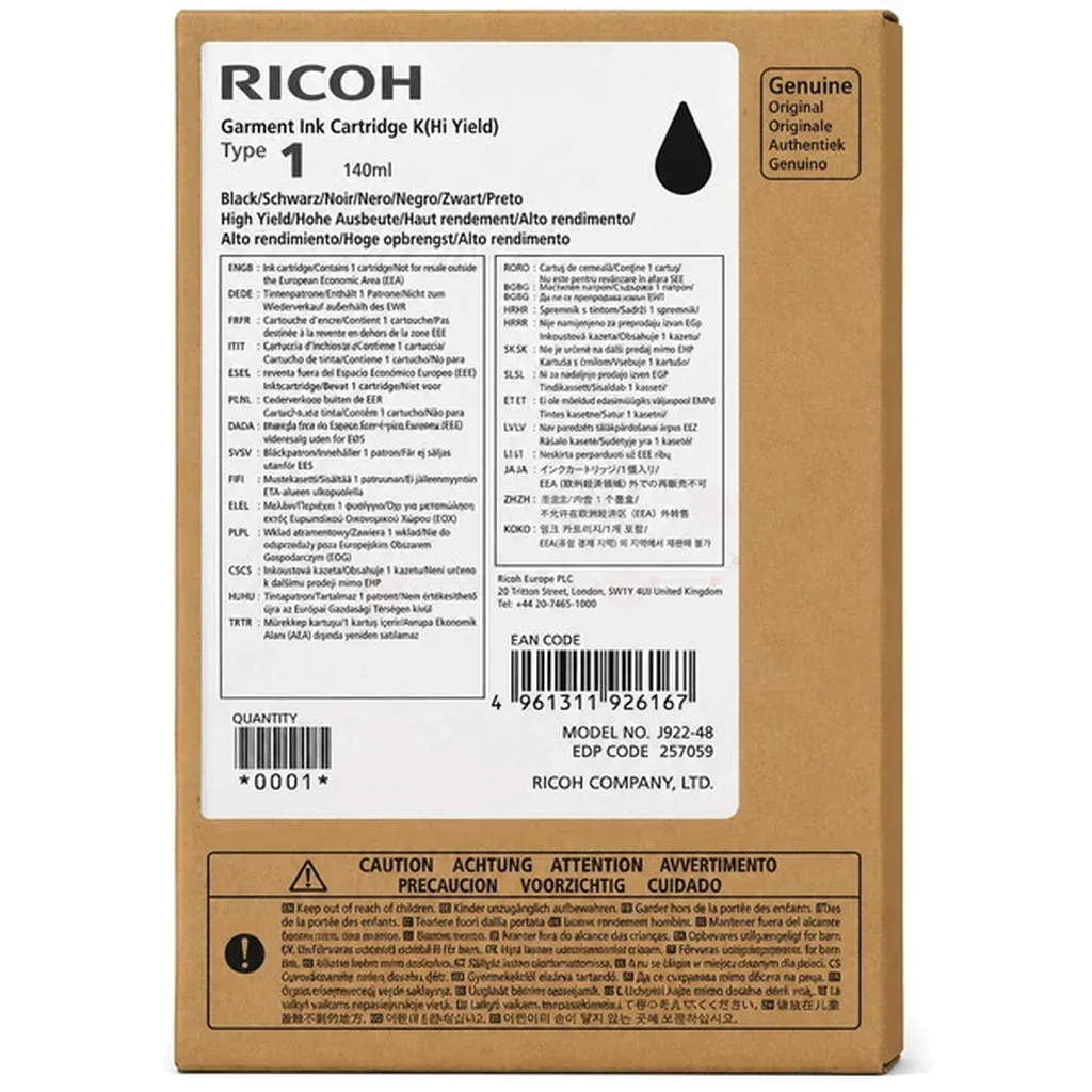 Blækpatron sort, 600 sider 257059 N/A van Ricoh – productfoto