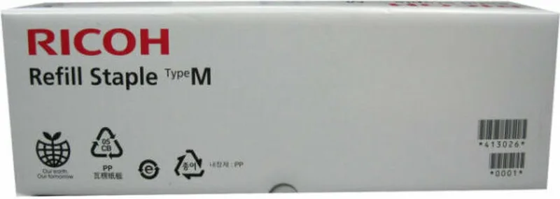 Ricoh 413026 Type M Nietjescartridge, doos van 5 - Originele Ricoh-nietjes - 5.000 nietjes per cartridge - Type M van Ricoh in Wit – productfoto
