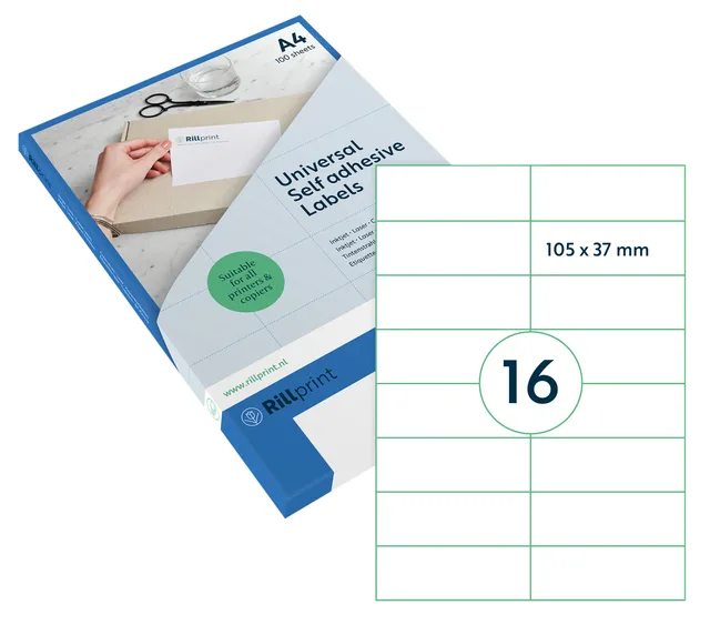 Etiket Rillprint 105x37mm mat transparant 400 stuks de Rillprint – photo produit
