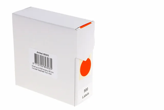 Etiket Rillprint 25mm op rol fluor rood 500 stuks von Rillprint – Produktfoto