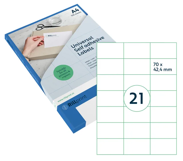 Etiket Rillprint 70x42.4mm mat transparant 525 stuks de Rillprint – photo produit