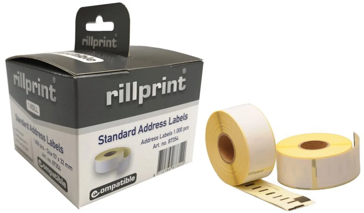 Etiketten op rol, 104 x 159 mm, permanent van Rillprint in Wit – productfoto
