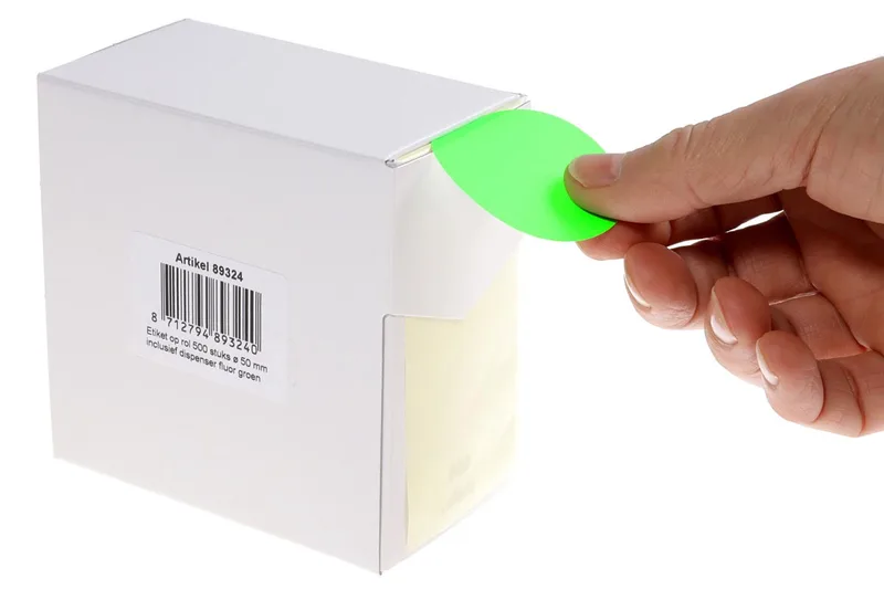 ronde etiketten, diameter 50 mm, rol van 500 stuks, fluo groen de Rillprint – photo produit