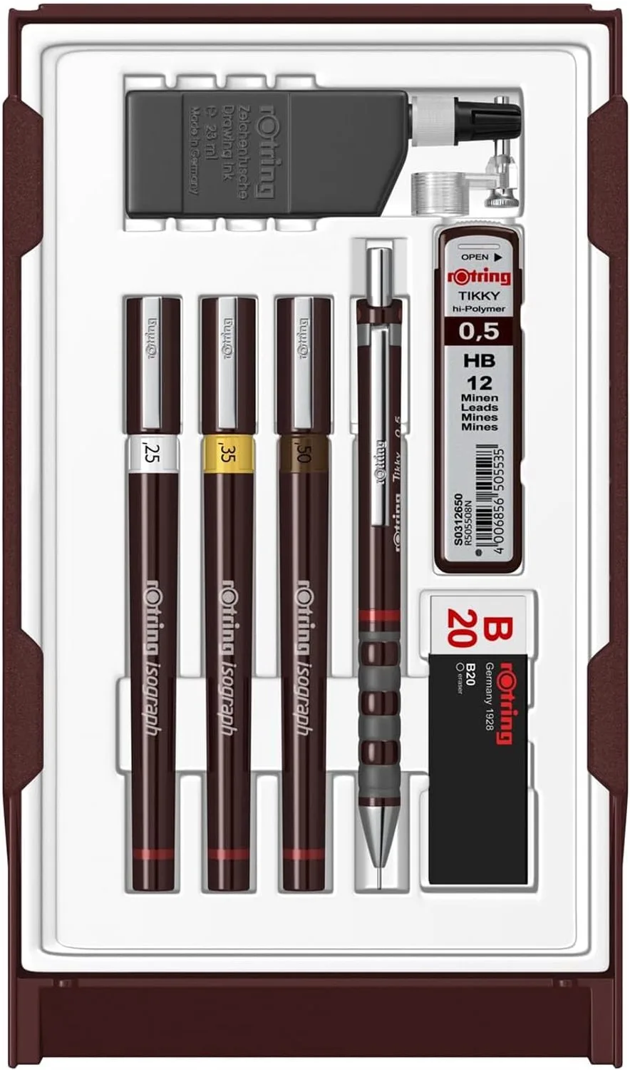 Isograph College Set: 3 Fineliners & 0.5mm Potlood van rOtring – productfoto