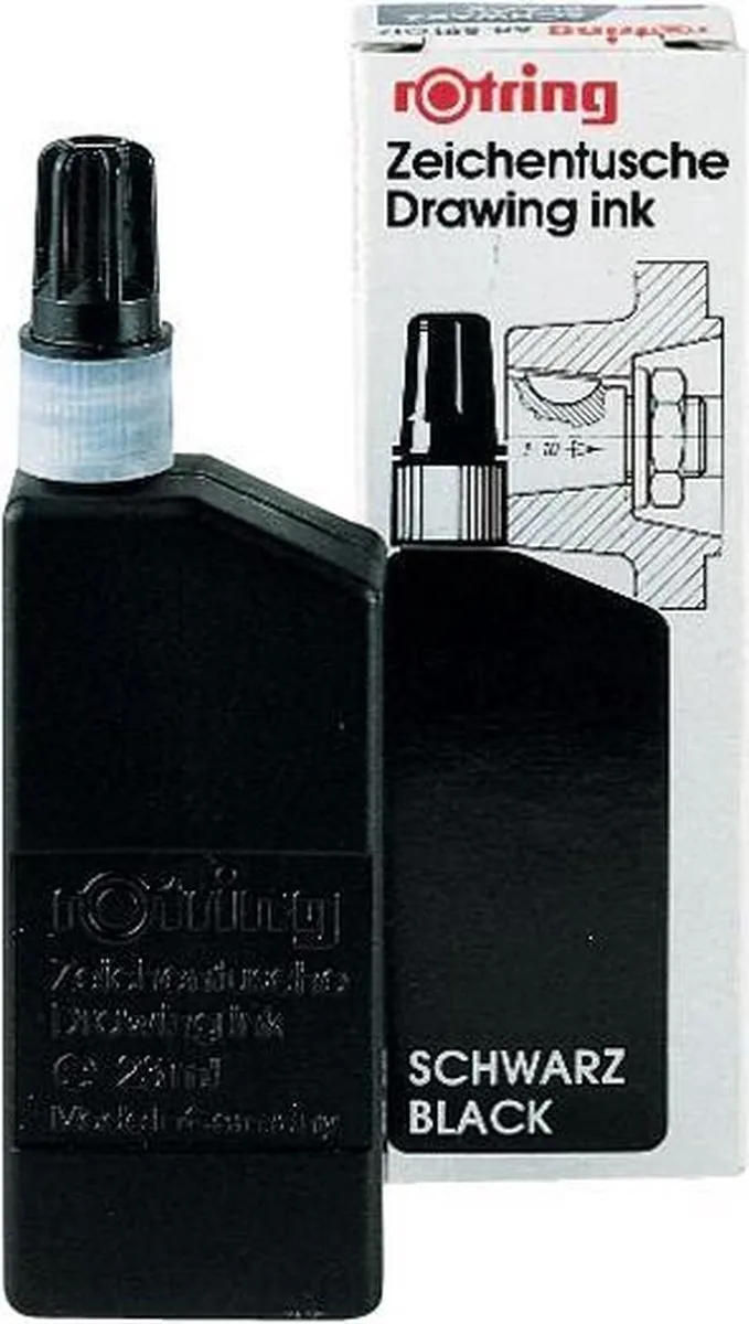 Isograph vloeibare inkt in fles | 23 ml vulpeninkt van rOtring in Zwart – productfoto