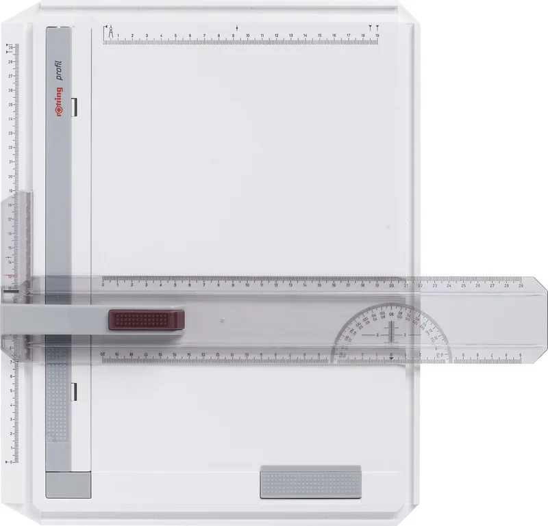 Profil A4 tekentafel | met metrische liniaal en meetgeleiders de rOtring en Gris – photo produit