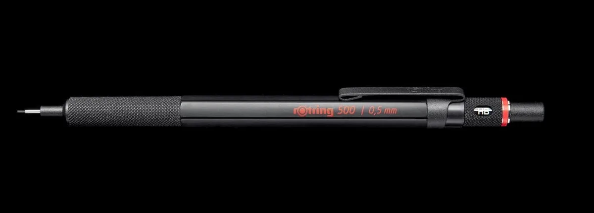 Rotring 500 Tekenpotlood 0.5mm Zwart - Inclusief 12 HB Loodjes & Gum de rOtring – photo produit