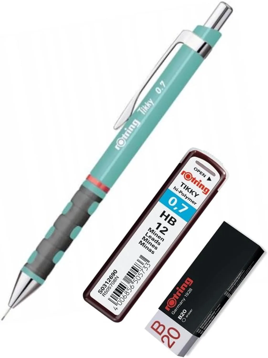 Tikky 0.7mm Vulpotlood Set - Blauw, Comfort Grip, 12 HB Vullingen by rOtring – product photo