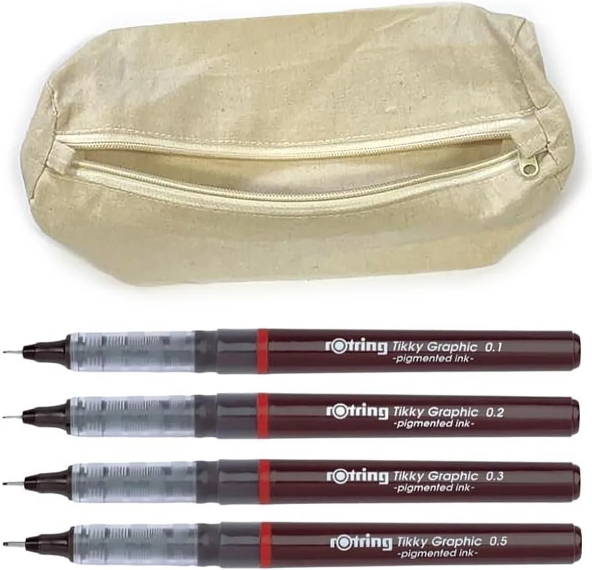 Tikky Fineliner Set (0.1-0.5mm) + Katoenen Etui fra rOtring i Sort – produktbillede