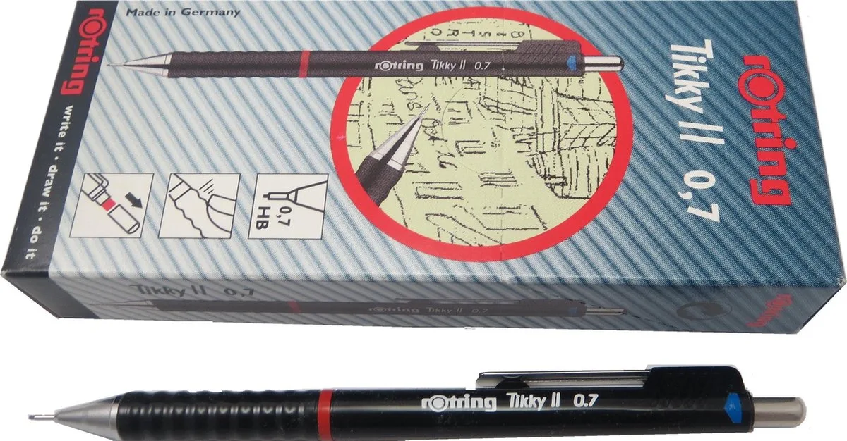 Tikky ll HB pencils, pack of 10. Burgundy color, 0.5mm (old version). de rOtring en Potlood – photo produit