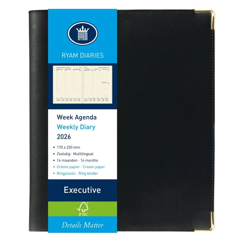 Agenda 2027 ryam executive nappa 7d/2 zwart de Ryam – photo produit